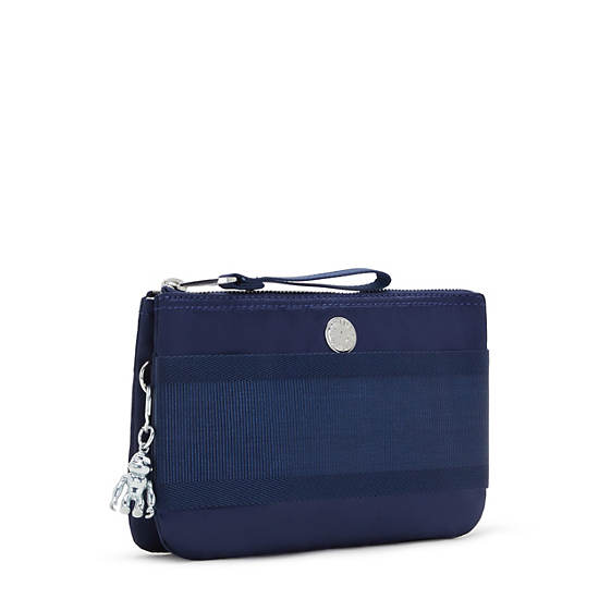 Kipling Creativity Extra Large Metallic Wristlet Bags Cosmic Blue Stripe | AU 2067AH